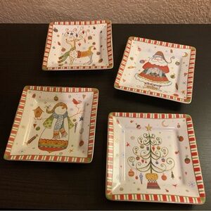 Vintage 222 Fifth Set of 4 Mini Christmas Plates